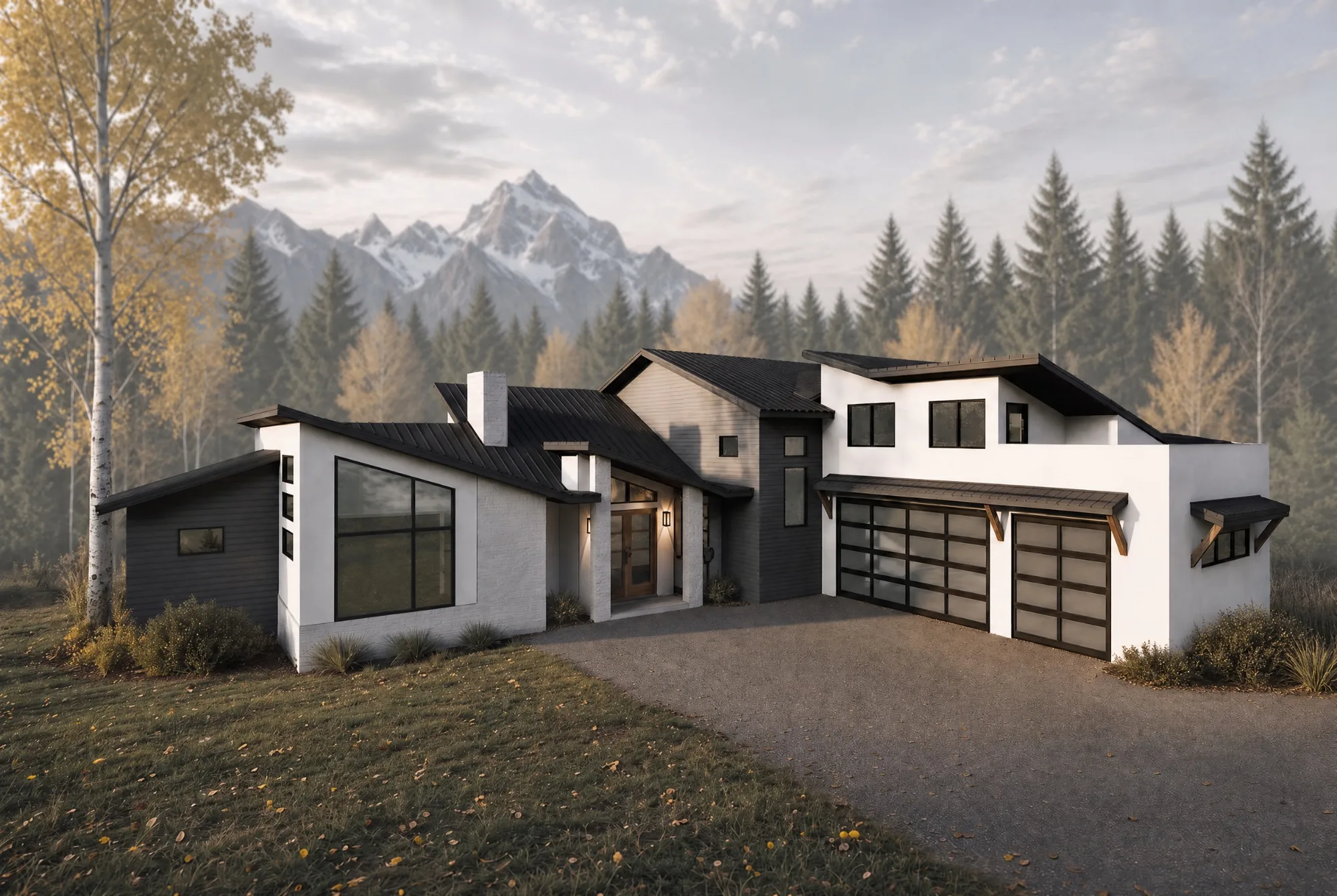 Ponderosa exterior rendering at The Haven, a modern mountain home with Pikes Peak views